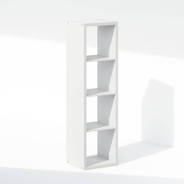 Furinno Cubic 57.95 in. Tall White Wood 4-Cube Bookcase NLU23002WH