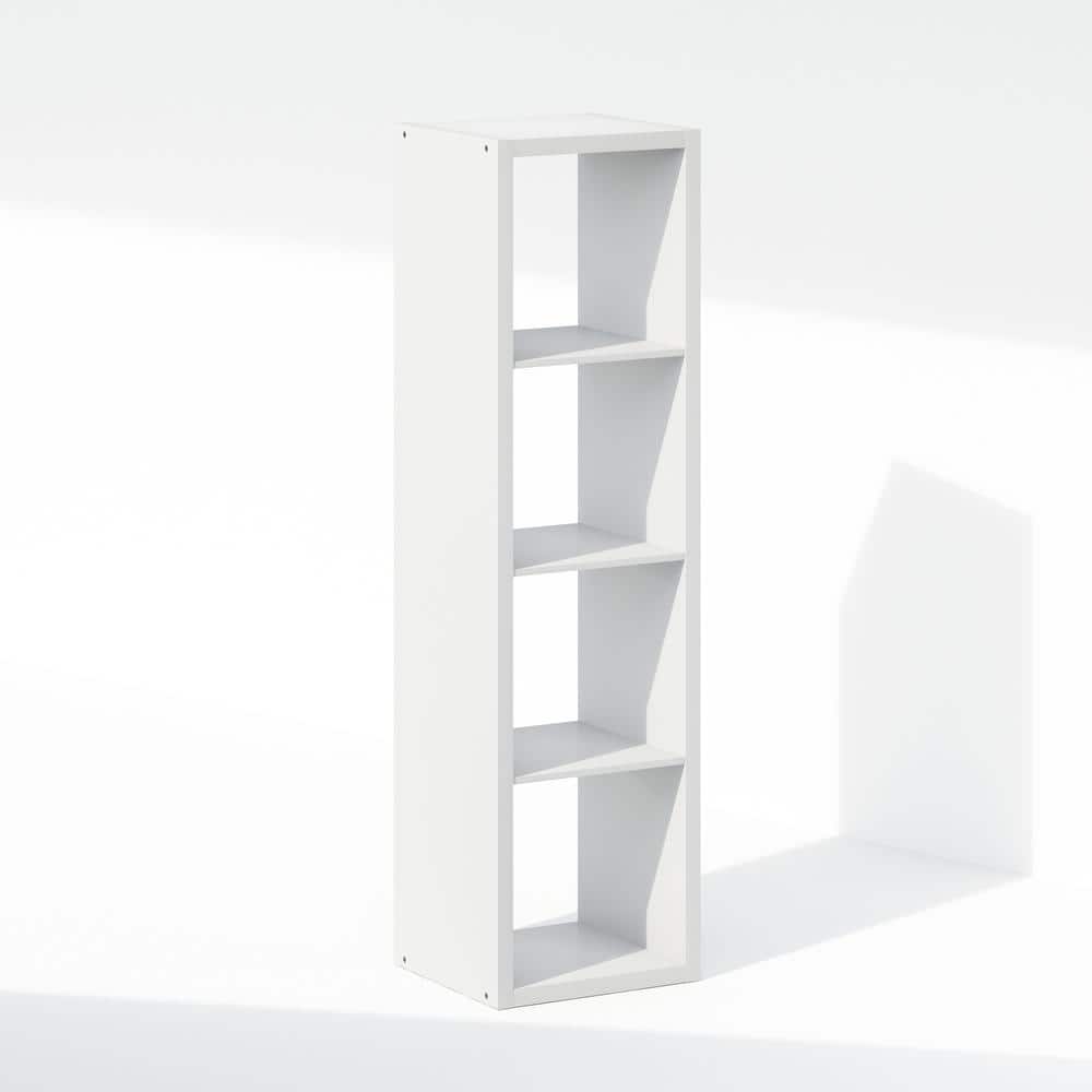 Furinno Cubic 57.95 in. Tall White Wood 4-Cube Bookcase NLU23002WH