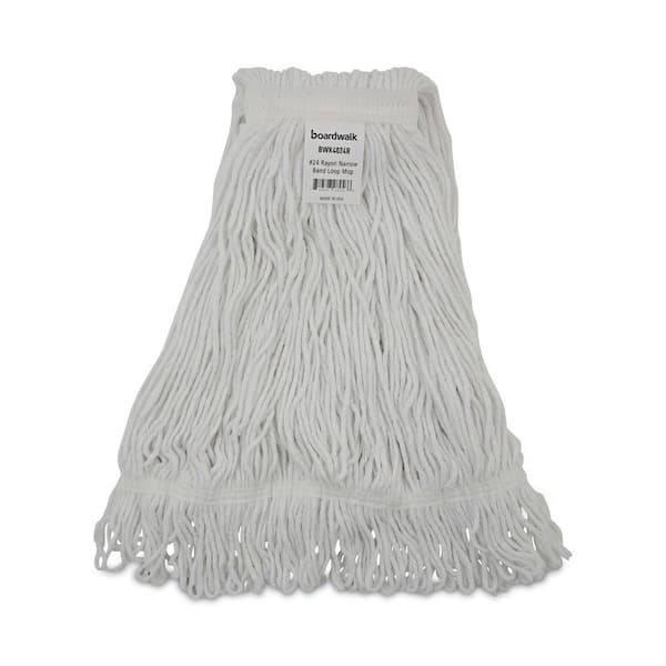 Boardwalk Rayon Pro Loop Web/Tailband Wet String Mop Mop Head, #24 Size, White, (12-Carton)