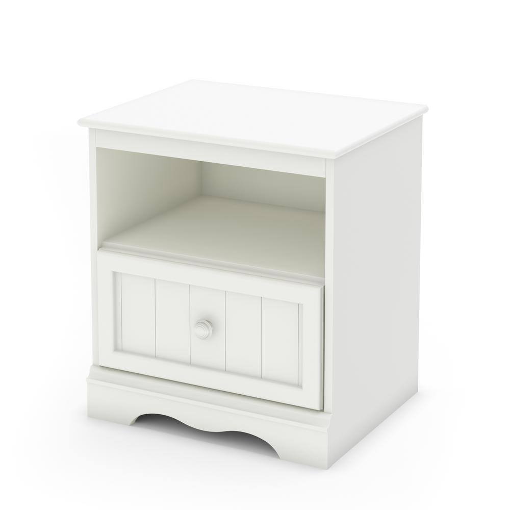 Savannah Pure White 1-Drawer Nightstand