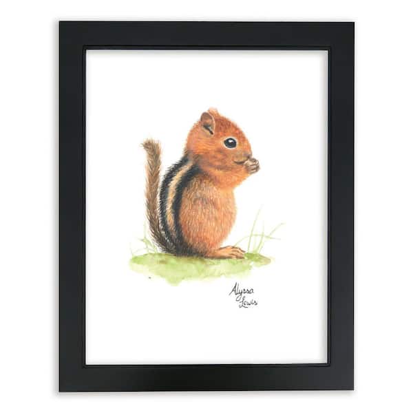 Unbranded Woodland Tinies "Chipmunk" by Alyssa Lewis Individual Black Framed Animal Art Print 20 in. x 16 in.