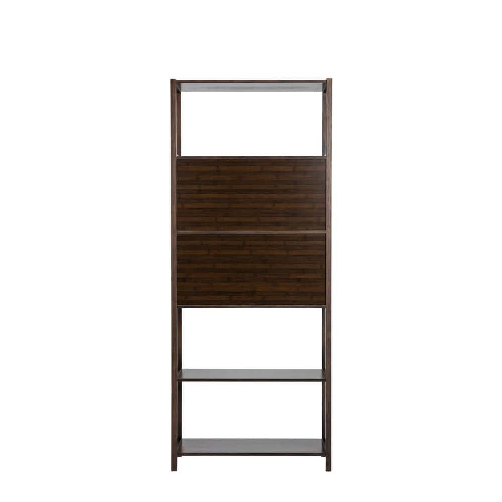 Selma Right Facing Bamboo Bookcase with Drawers in Cappuccino