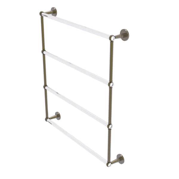 Clearview Collection 4 Tier 30 in. Wall Mounted Ladder Towel Bar with Twisted Accents in Antique Brass