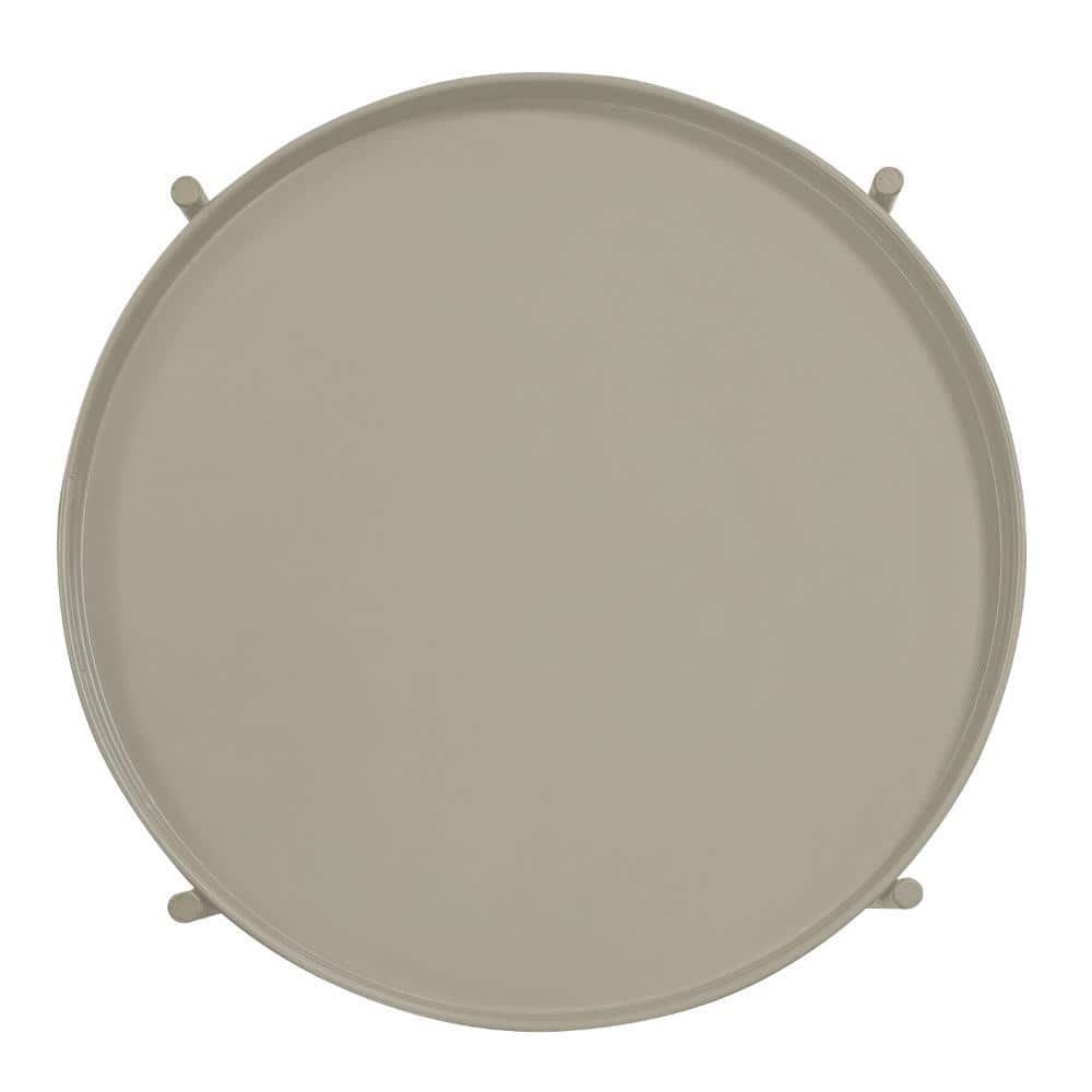 Beige 18" Round Metal Tray Top Foldable Side Table