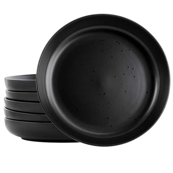 OUR TABLE Landon 24 fl. oz. 9.5 in. Pepper Black Round Stoneware Dinner Bowl (Set of 6)
