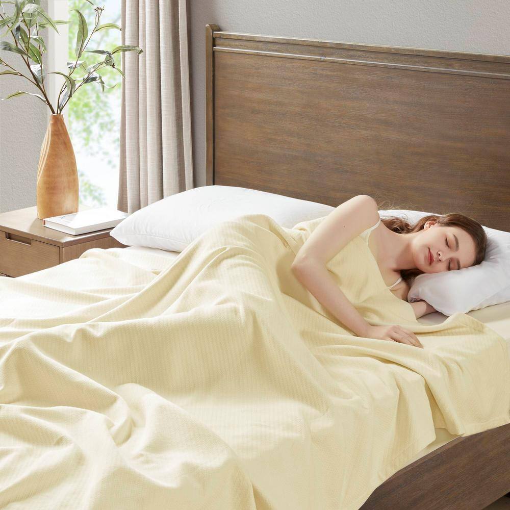 Ivory Twin Liquid Cotton Premium Soft Blanket