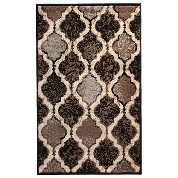 Viking Chocolate 3 ft. x 5 ft. Contemporary Trellis Non-Slip Area Rug