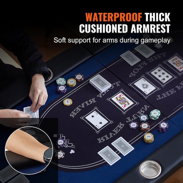 VEVOR 10 Player Foldable Poker Table, Texas Holdem w/ Padded Rails