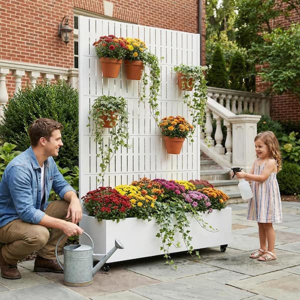 Dovelina 72 in. H x 47 in. W x 16 in. L Metal White Rectangle Pots and  Planter Raised Box with Trellis for Vine Climbing Plants HD0104-021122 -  The Home Depot