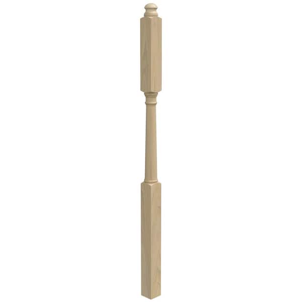 Stair Parts 4946 60 in. x 3 in. Unfinished Poplar Mushroom Top Newel Post for Stair Remodel