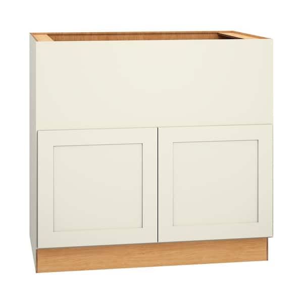 QuickShip Cottage 36 in. W x 24 in. D x 34.5 in. H Assembled Plywood Shaker Farm Sink Base Cabinet in Starlight