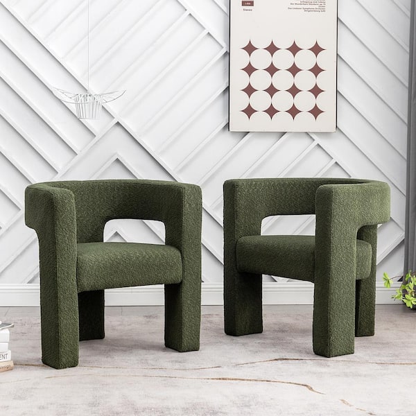 KINWELL Green 28 in. Wide Boucle Upholstered Square Armchair