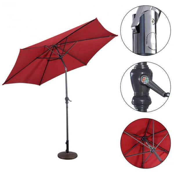 cenadinz 10 ft. Market Patio Umbrella in Wine with Tilt Adjustment and Crank