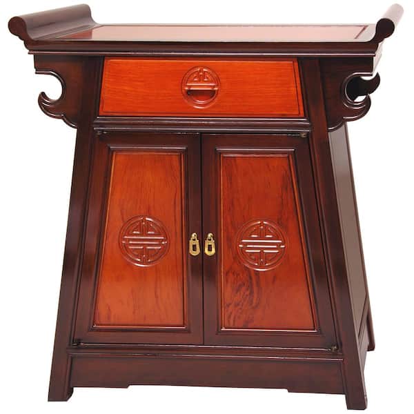 Red Lantern Altar Brown End Table