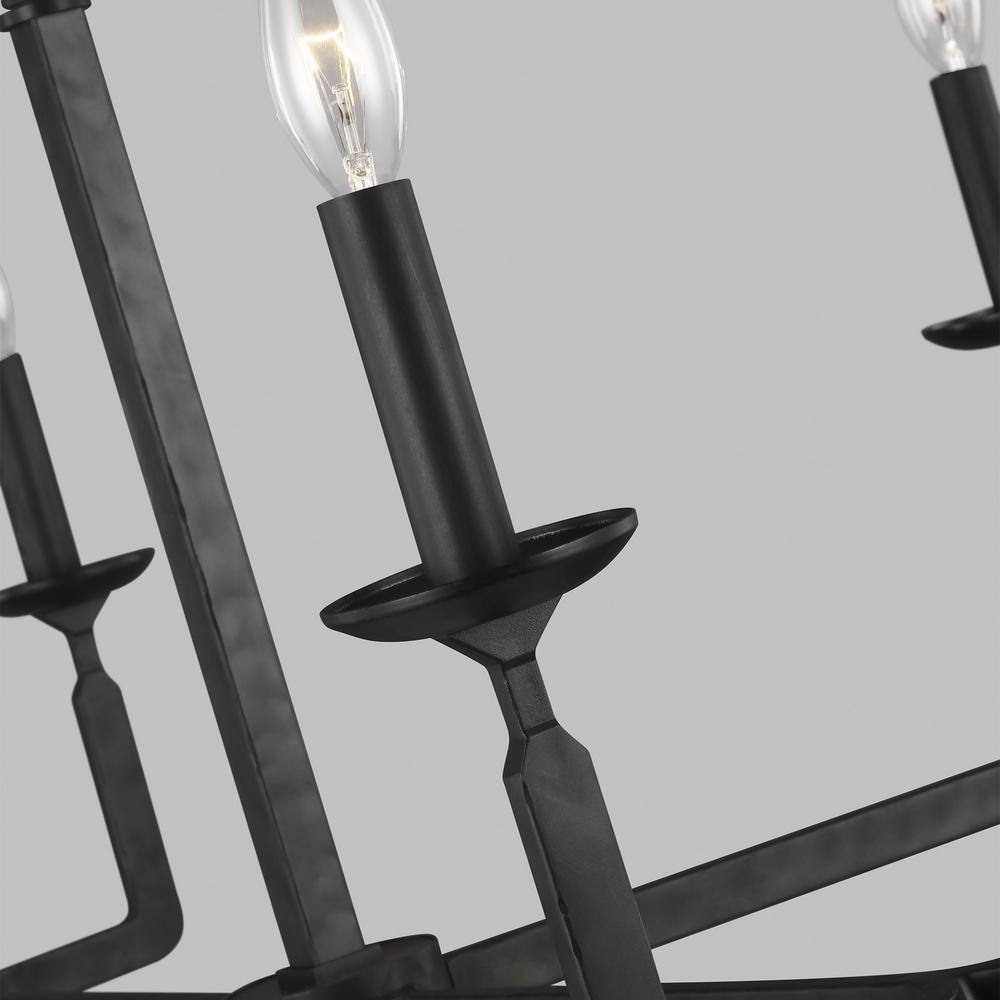 Aged Iron and Crystal 8-Light Empire Chandelier