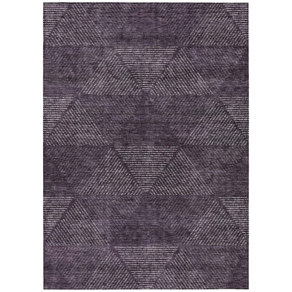 Chantille Machine Washable Indoor/Outdoor Abstract ACN777 Eggplant 5 ft. x 7 ft. 6 in. Area Rug