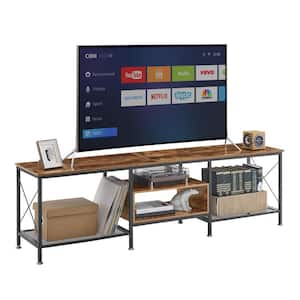 Industrial TV Stand Television Cabinet 3-Tier Console with Open Storage Shelves 75 in. Brown