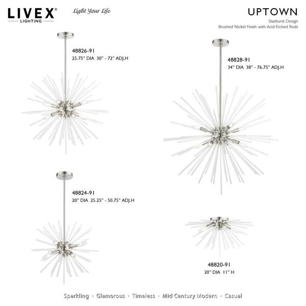 Livex Lighting Uptown 8-Light Brushed Nickel Large Sputnik Foyer 