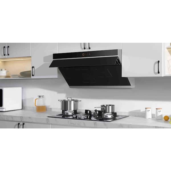 Slant Vent Series 36 in. 1000 CFM Under Cabinet or Wall Mount Range Hood with Motion Activation in Onyx Black