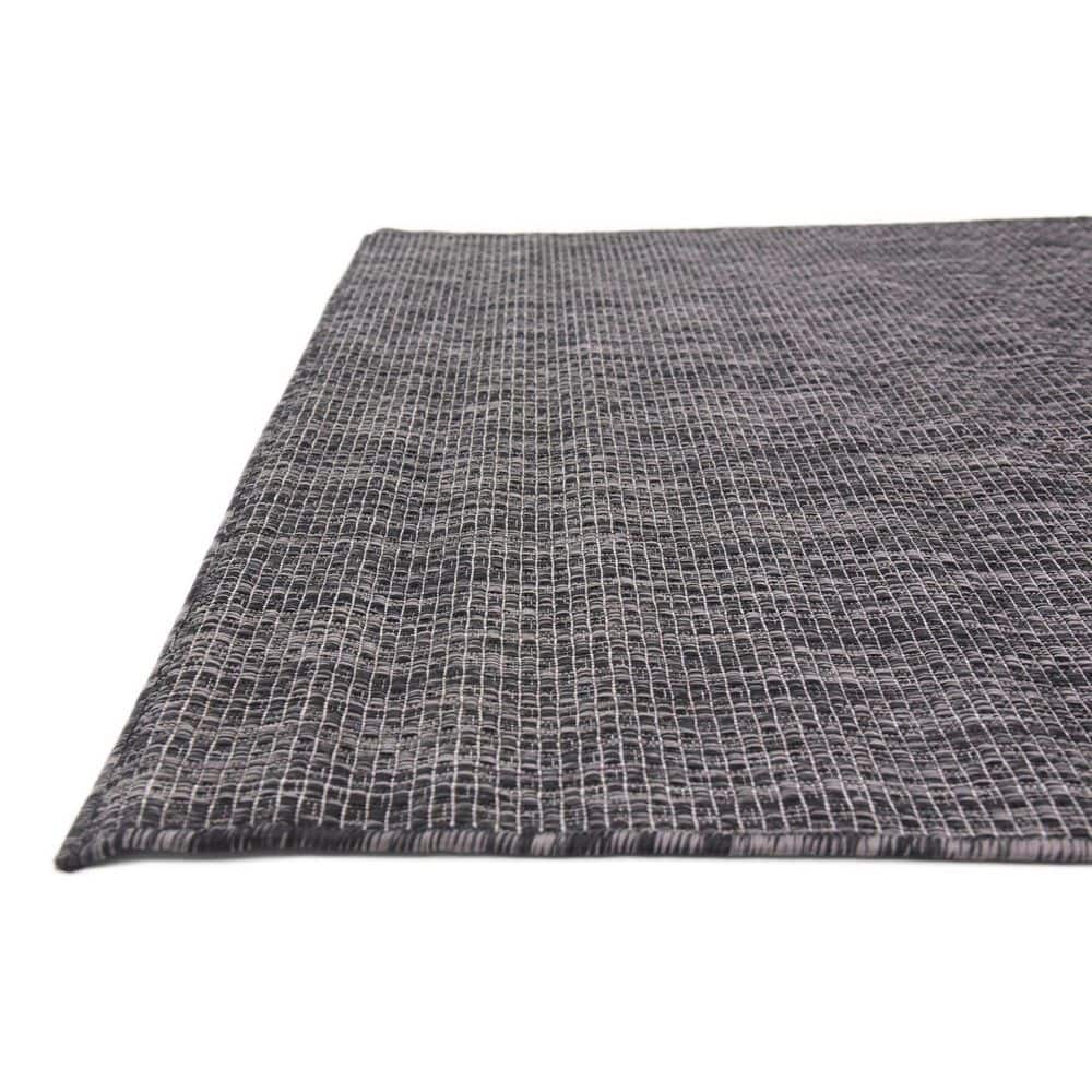 4' x 6' Black Synthetic Outdoor Area Rug: Flat Woven, Washable, Reversible
