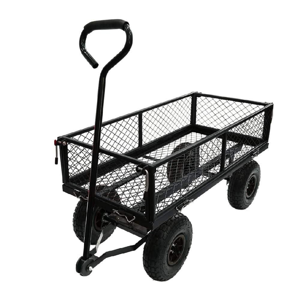 3 cu. ft. Steel Mesh Garden Cart with Removable Sides, 10 in. Wheels and 18