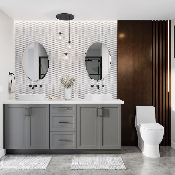 Designer Series Melvern Storm Gray Shaker Assembled Bathroom Vanity Drawer Base Cabinet (15 in. x 34 in. x 21 in.)