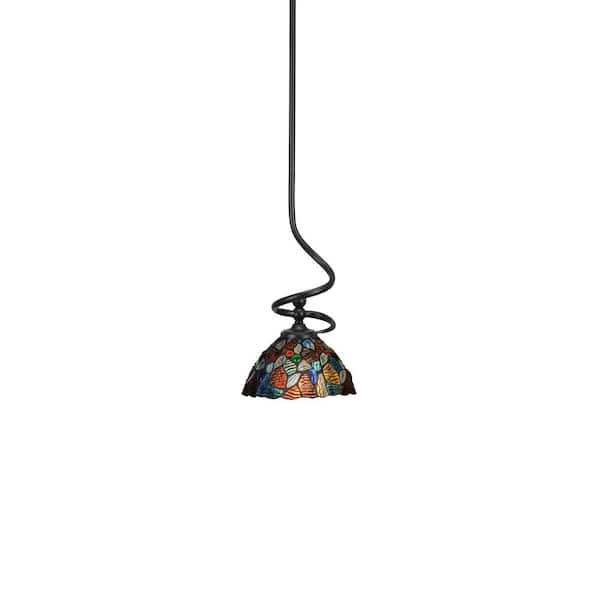 Unbranded Bridgewater 100 W 1-Light Matte Black Standard Mini Pendant Light with Glass Shade