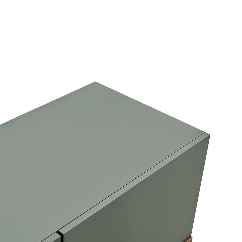 Sage Green and Distressed Oak Modern TV Stand with Cabinet