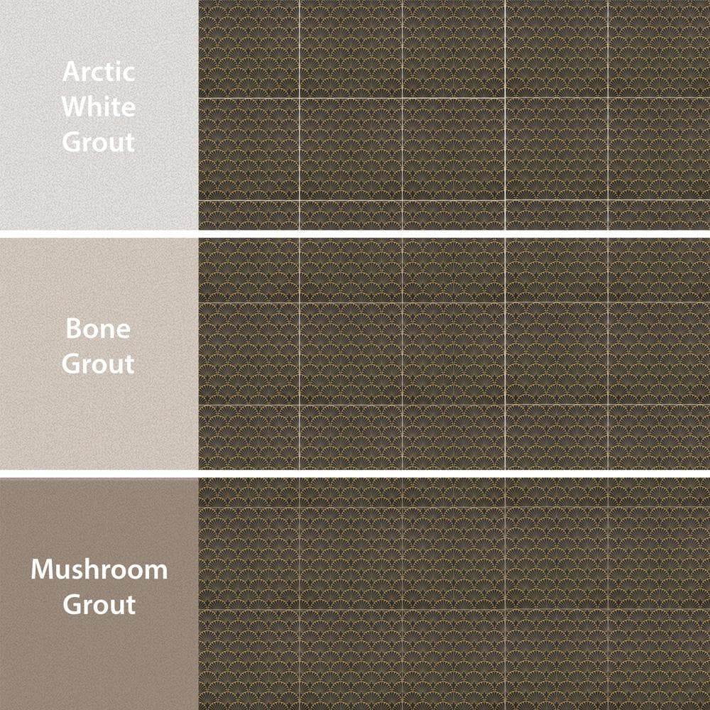 Manhattan Noir 12" x 12" Gold Motif Matte Porcelain Tile