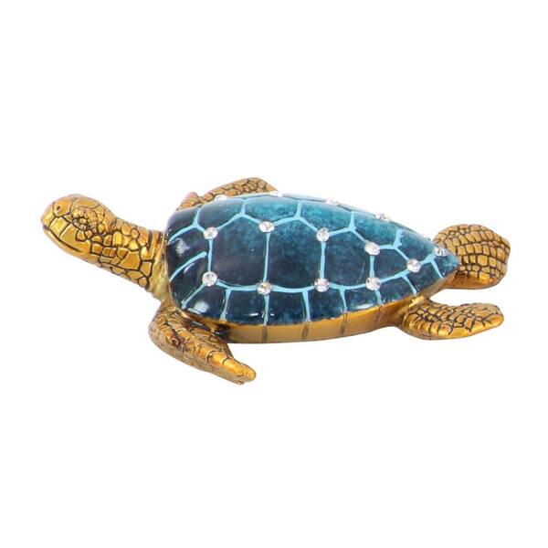 Nautical Home Accent Cute Animal Blue & Silver Sea Turtle Figurine 