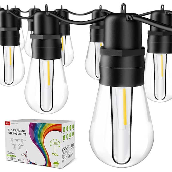 Outdoor 96 ft. Plug-In Edison Bulbs LED String Lights with S14 30 Plus 4 Spare Patio Shatterproof Bulbs ETL Listed IP65