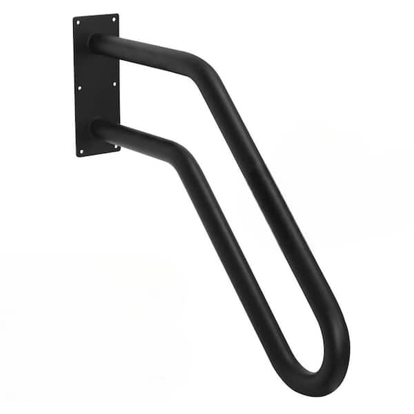 1 Iron U-Shaped Wall Mount Handrail Outdoor Grab Bar for 1-3 Steps Matte Black Durable Easy Install 1 Piece