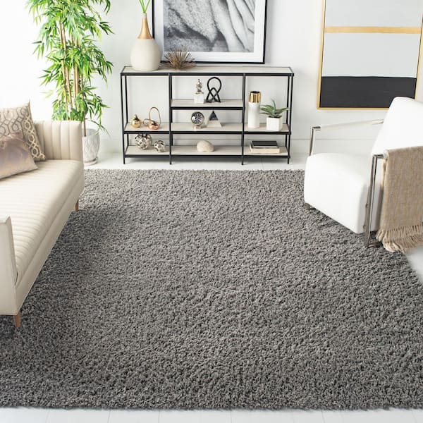 August Shag Gray 7 ft. x 7 ft. Solid Square Area Rug