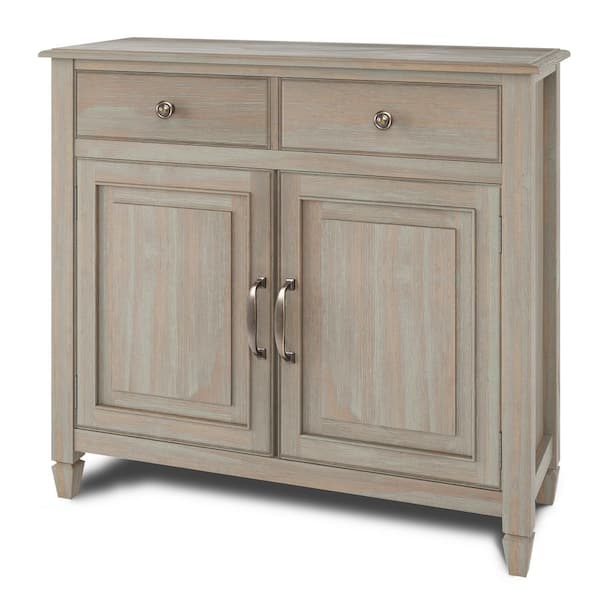 Brooklyn + Max Somerset Distressed 40 in. Grey Wide Transitional Entryway Storage Cabinet with Solid Wood
