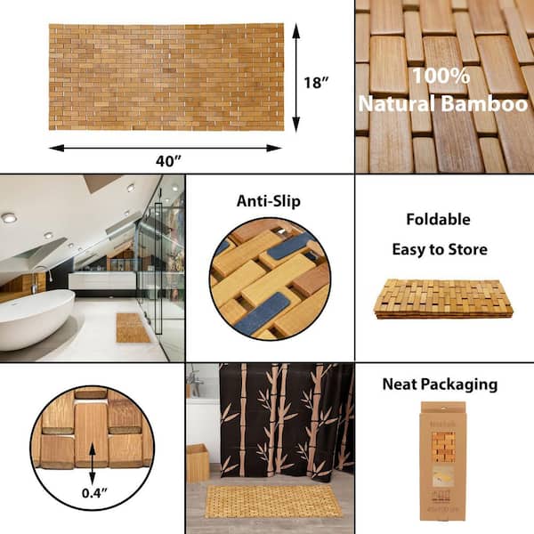 Home+Solutions Bamboo Tile Step-Out Bath Mat, 18x30