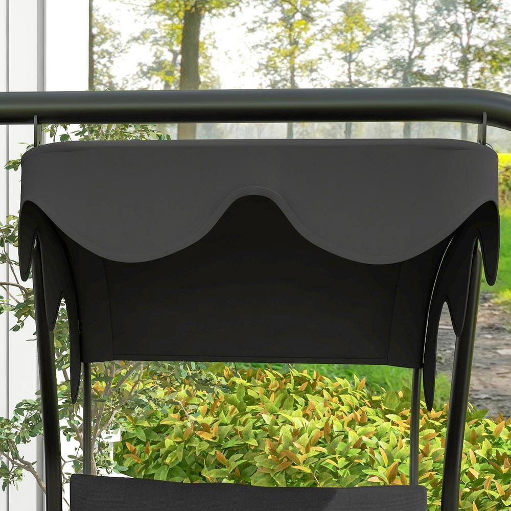 Black Polyester 2-Seater Swing Canopy Replacement Top Cover
