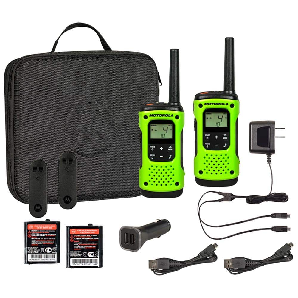 MOTOROLA Talkabout T605 Rechargeable Waterproof 2-Way Radio with Carry Case  and Charger, Green (2-Pack) T605 The Home Depot