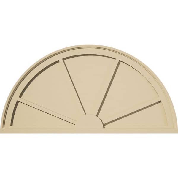 38 in. W x 19 in. H x 2 in. P Half Round 4 Spoke Signature Urethane Pediment, Primed Tan