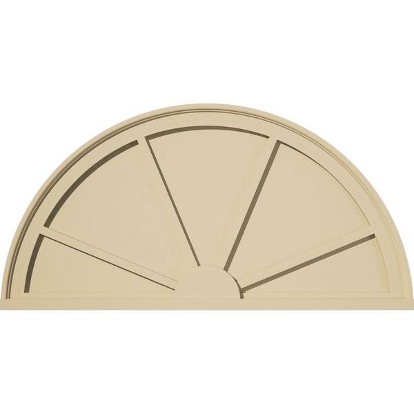 38 in. W x 19 in. H x 2 in. P Half Round 4 Spoke Signature Urethane Pediment, Primed Tan