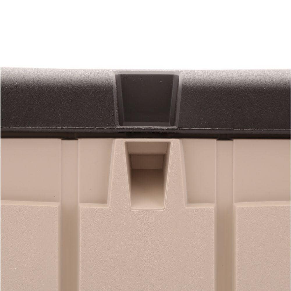 Beige and Brown 49" Lockable Weatherproof Plastic Deck Box