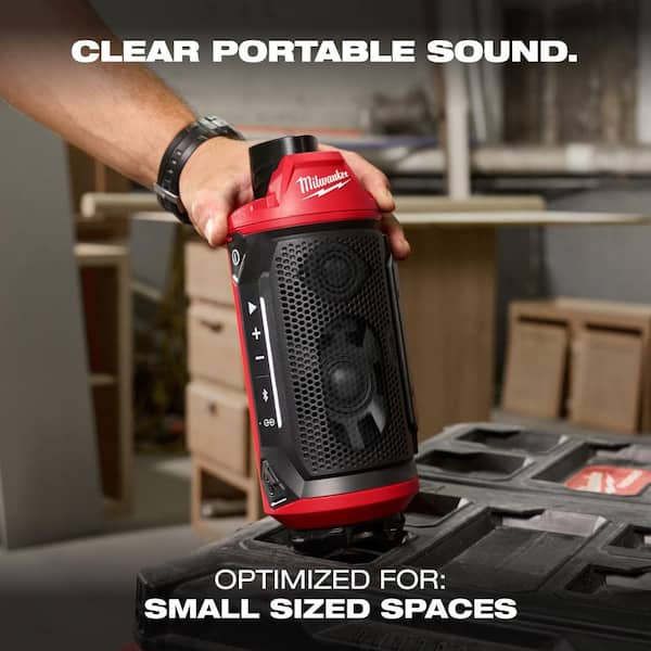 M12 12-Volt Lithium-Ion Cordless Bluetooth Jobsite Speaker with PACKOUT Compatibility with (2)2.0 Ah Batteries & Charger