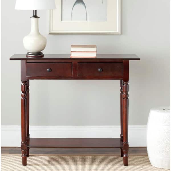 SAFAVIEH Rosemary 38 in. 2-Drawer Red Wood Console Table