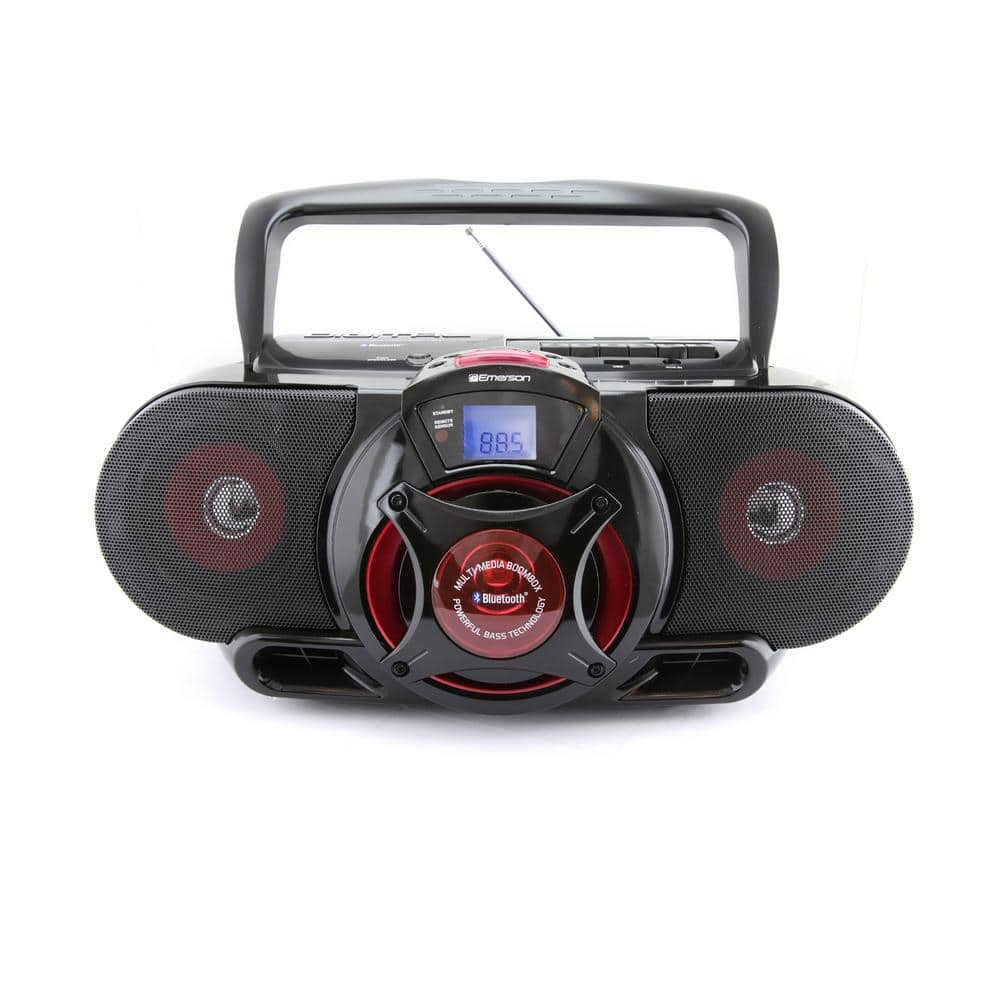 Emerson Portable Boombox with Bluetooth, MP3/CD Player, AM/FM Stereo Radio, Cassette Player & Recorder, Subwoofer and USB Input