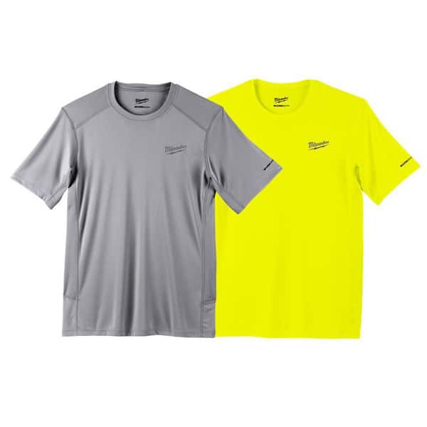 Men's 2X-Large Gray and High Visibility WORKSKIN Light Weight Performance Short-Sleeve T-Shirts (2-Pack)