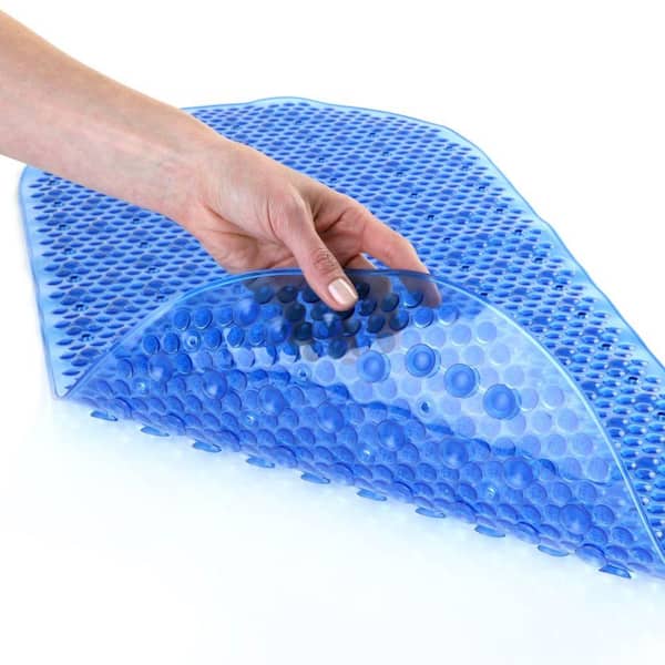 Kenney 15.5 in. x 27.5 in. Non-Slip Semi-Brushed Bath, Shower and Tub Mat  with Suction Cups in Clear/Blue KN61298V2 - The Home Depot