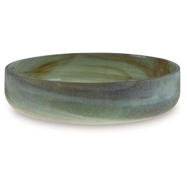 Bannington Green Round Glass 13.38 in. Decorative Bowl
