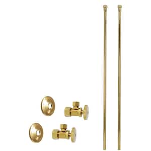 5/8 in. x 3/8 in. OD x 20 in. Bullnose Faucet Supply Line Kit with Round Handle Angle Shut Off Valve, Polished Brass