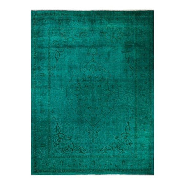 Overdyed Green 10 ft. 2 in. x 13 ft. 4 in. Wool Indoor Area Rug