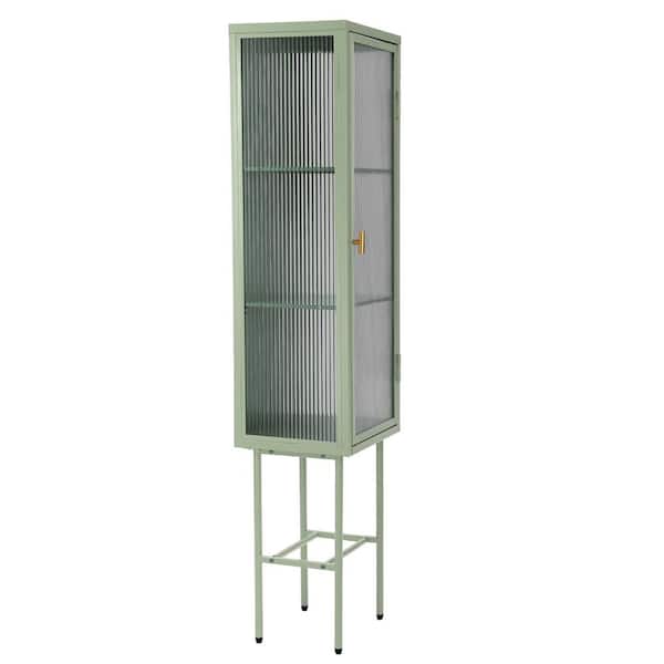 wetiny Light Green Sideboard with Glass Door