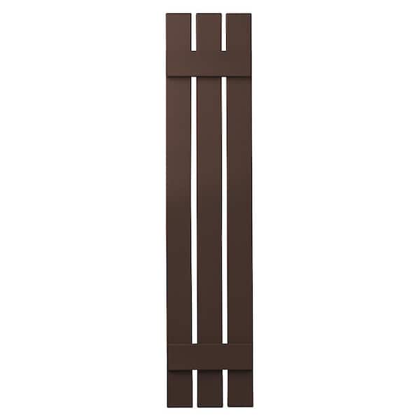 Ply Gem 12 in. x 47 in. Polypropylene 3-Board Open Board and Batten Shutters Pair in Terra Brown